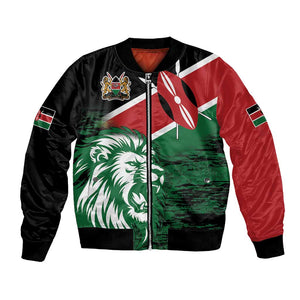Afro Kenya Lion Head Bomber Jacket Flag Style