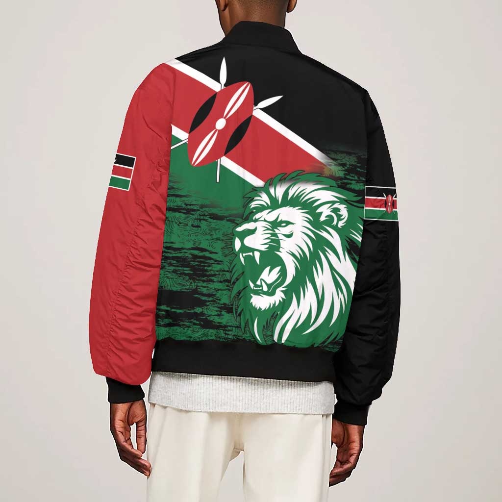 Afro Kenya Lion Head Bomber Jacket Flag Style