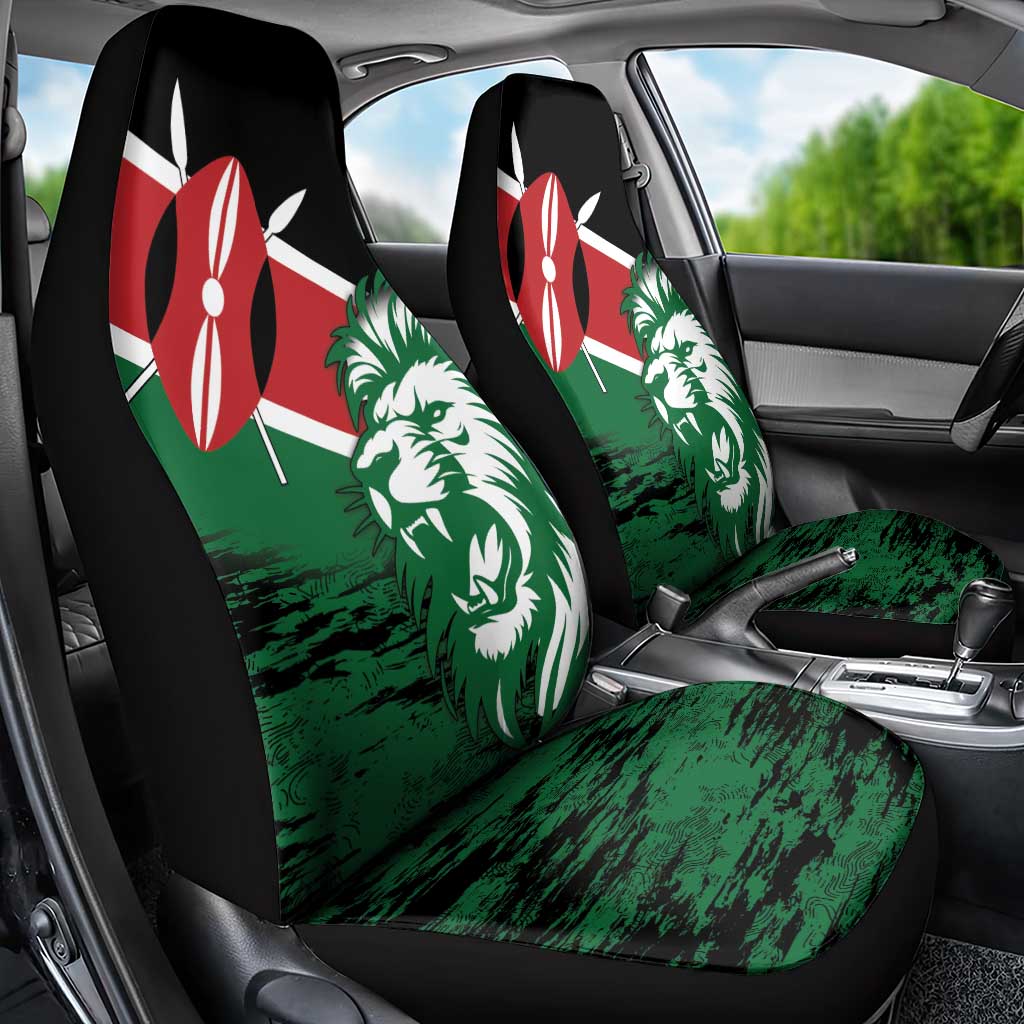 Afro Kenya Lion Head Car Seat Cover Flag Style