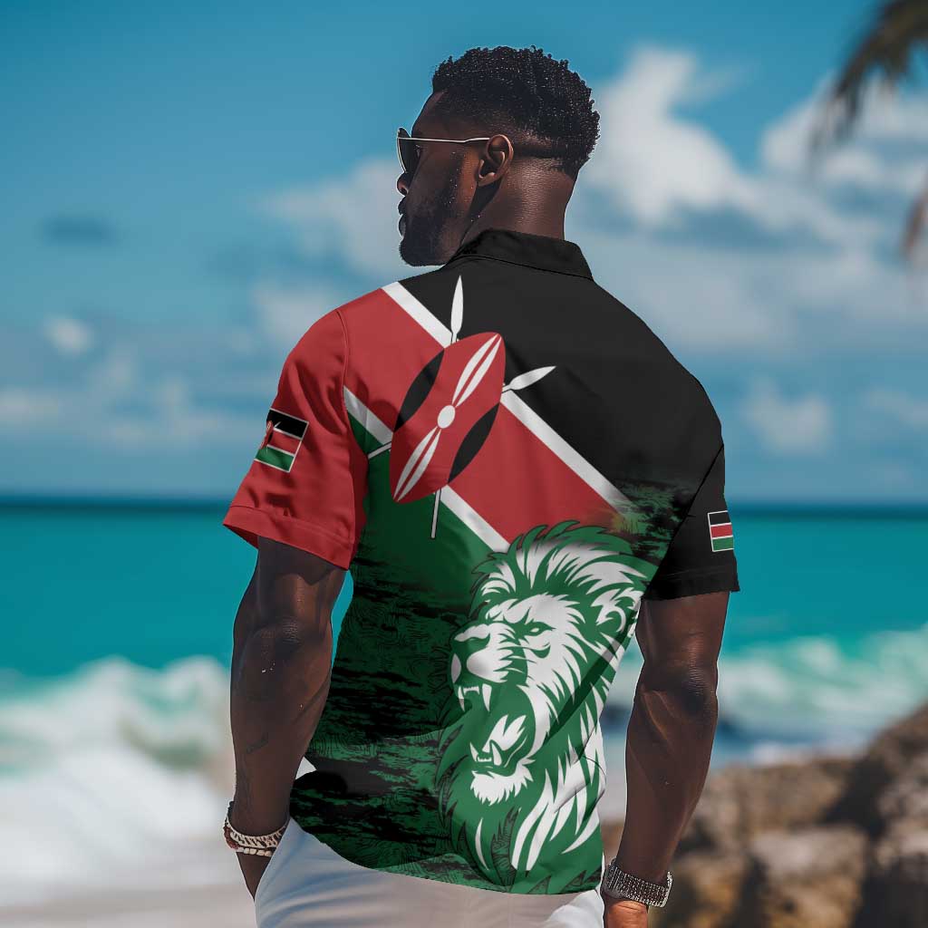 Afro Kenya Lion Head Hawaiian Shirt Flag Style