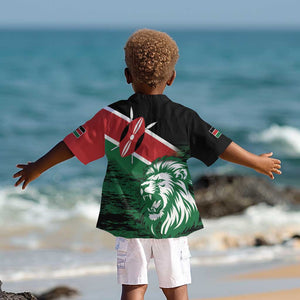 Afro Kenya Lion Head Kid Hawaiian Shirt Flag Style