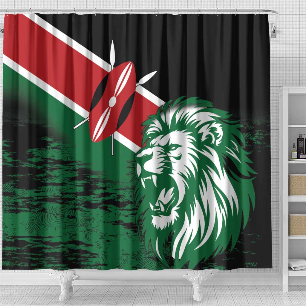 Afro Kenya Lion Head Shower Curtain Flag Style