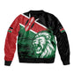 Afro Kenya Lion Head Sleeve Zip Bomber Jacket Flag Style