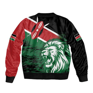 Afro Kenya Lion Head Sleeve Zip Bomber Jacket Flag Style