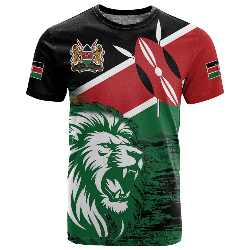 Afro Kenya Lion Head T shirt Flag Style