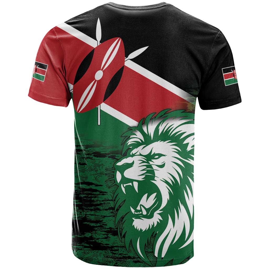 Afro Kenya Lion Head T shirt Flag Style