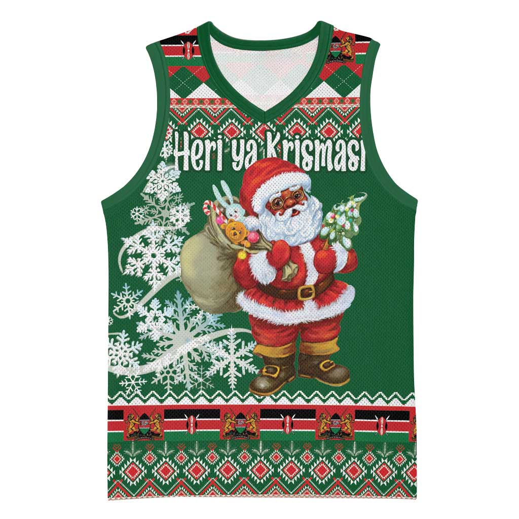 Personalized Afro Kenya Christmas Basketball Jersey African Santa - Folk Pattern LT18