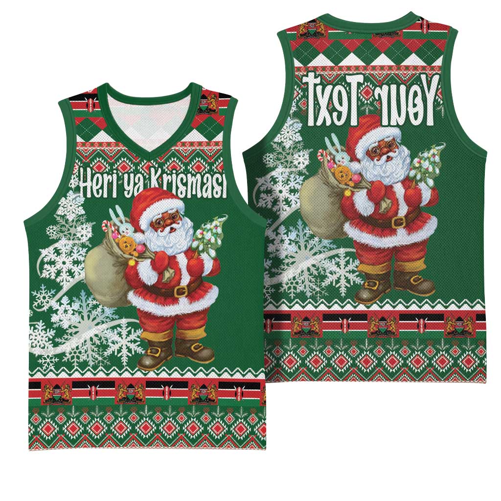 Personalized Afro Kenya Christmas Basketball Jersey African Santa -  Folk Pattern - African Pride