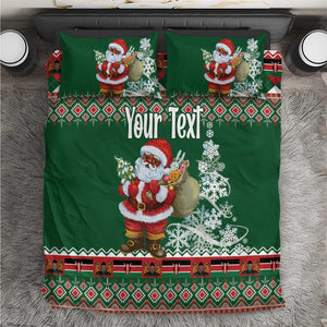 Personalized Afro Kenya Christmas Bedding Set African Santa -  Folk Pattern