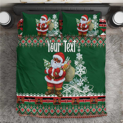 Personalized Afro Kenya Christmas Bedding Set African Santa -  Folk Pattern