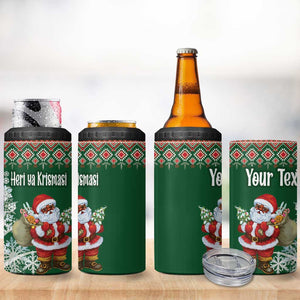 Personalized Afro Kenya Christmas 4 in 1 Can Cooler Tumbler African Santa -  Folk Pattern