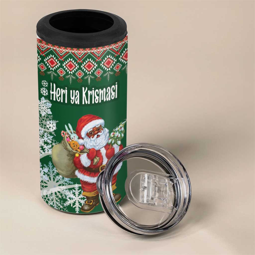 Personalized Afro Kenya Christmas 4 in 1 Can Cooler Tumbler African Santa -  Folk Pattern