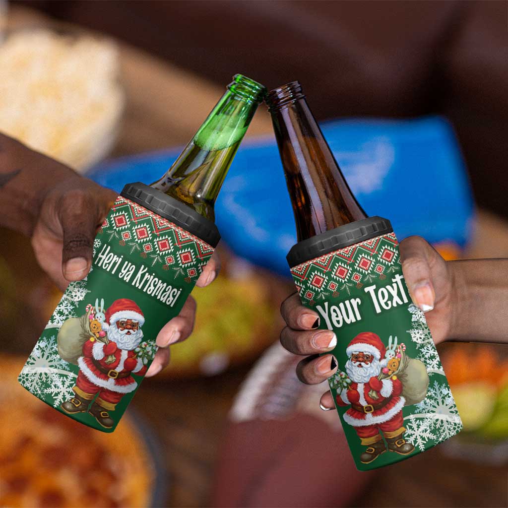 Personalized Afro Kenya Christmas 4 in 1 Can Cooler Tumbler African Santa -  Folk Pattern