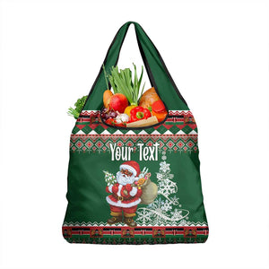 Personalized Afro Kenya Christmas Grocery Bag African Santa -  Folk Pattern