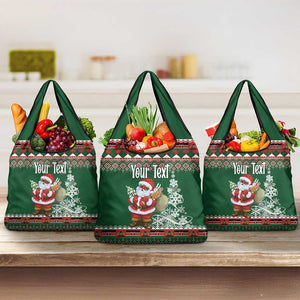 Personalized Afro Kenya Christmas Grocery Bag African Santa -  Folk Pattern