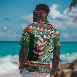 Personalized Afro Kenya Christmas Hawaiian Shirt African Santa -  Folk Pattern