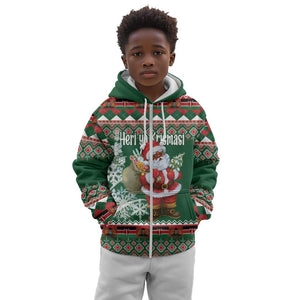 Personalized Afro Kenya Christmas Kid Hoodie African Santa -  Folk Pattern
