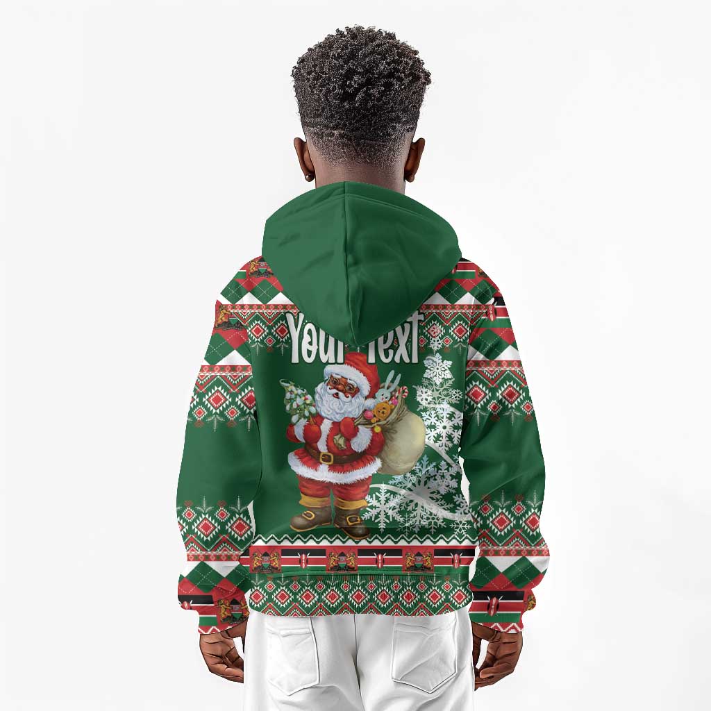Personalized Afro Kenya Christmas Kid Hoodie African Santa -  Folk Pattern