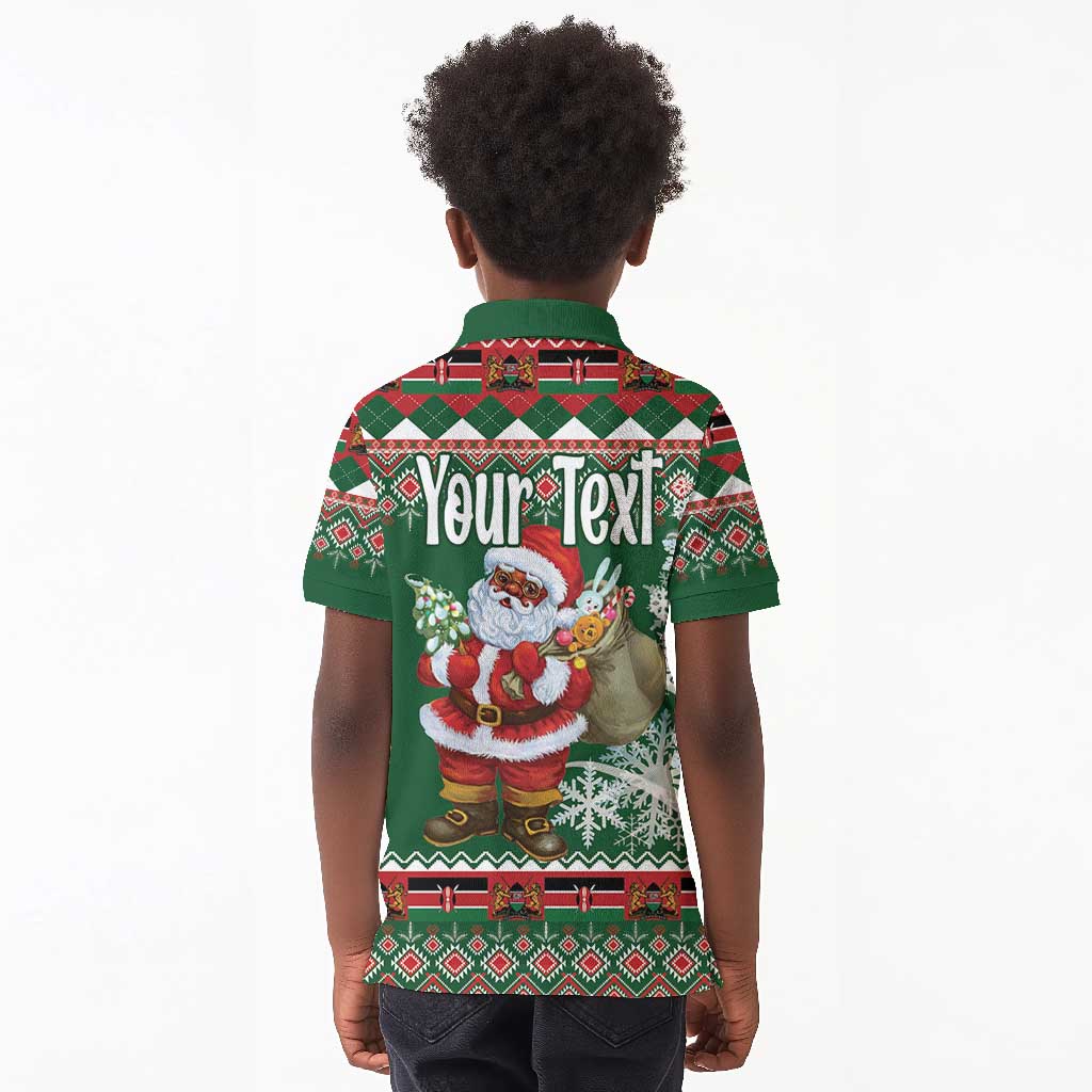 Personalized Afro Kenya Christmas Kid Polo Shirt African Santa -  Folk Pattern