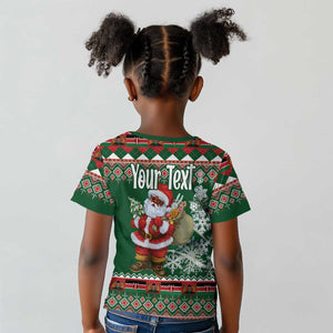 Personalized Afro Kenya Christmas Kid T shirt African Santa -  Folk Pattern