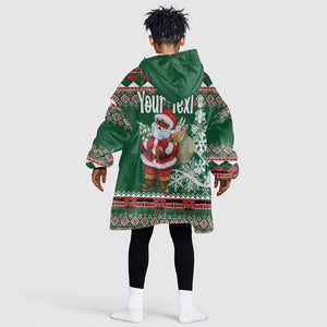 Personalized Afro Kenya Christmas Kid Wearable Blanket Hoodie African Santa -  Folk Pattern