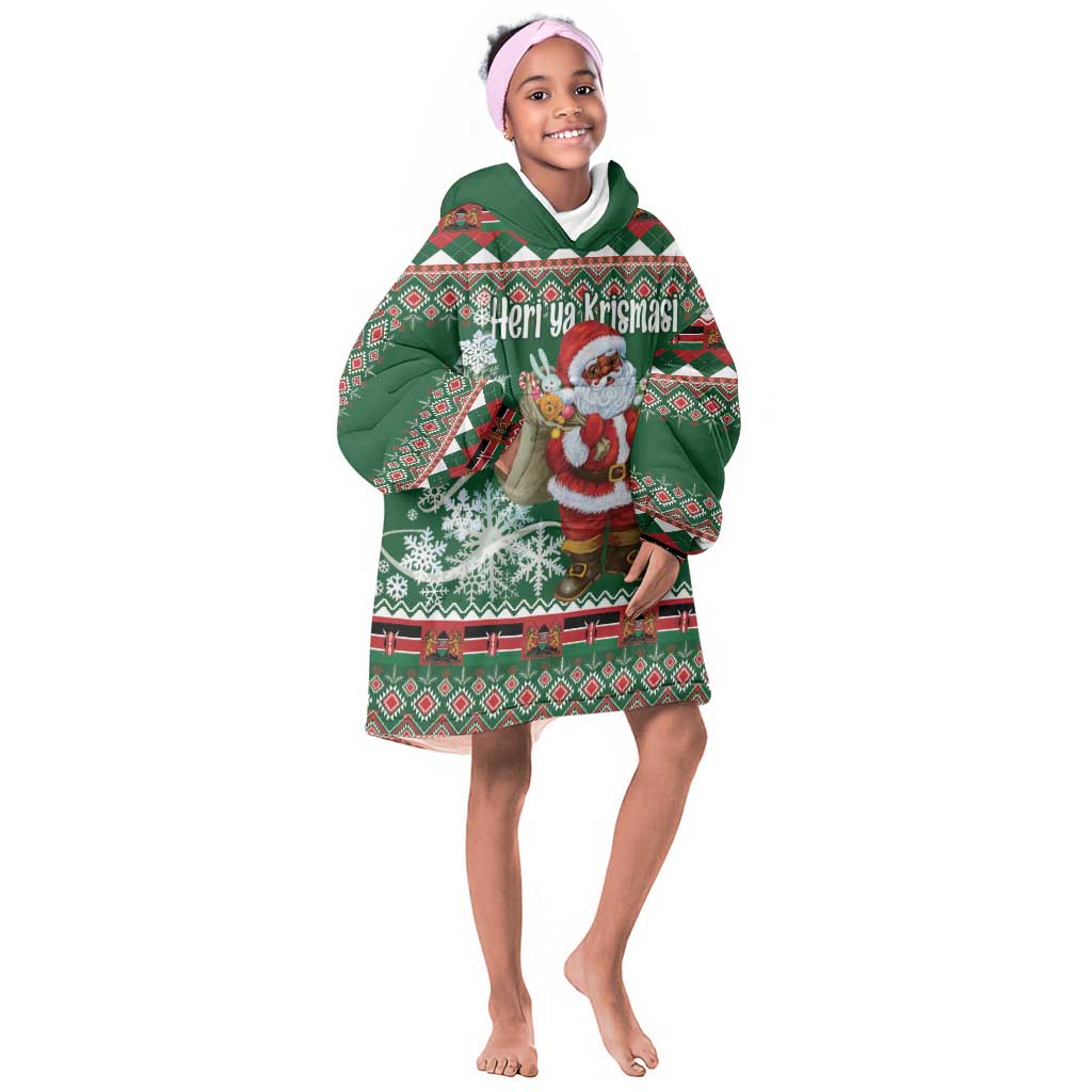 Personalized Afro Kenya Christmas Kid Wearable Blanket Hoodie African Santa -  Folk Pattern