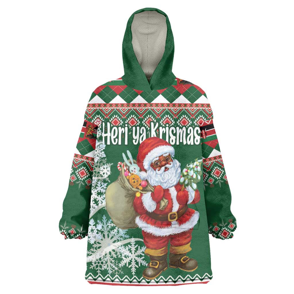Personalized Afro Kenya Christmas Kid Wearable Blanket Hoodie African Santa -  Folk Pattern