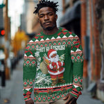 Personalized Afro Kenya Christmas Long Sleeve Shirt African Santa -  Folk Pattern