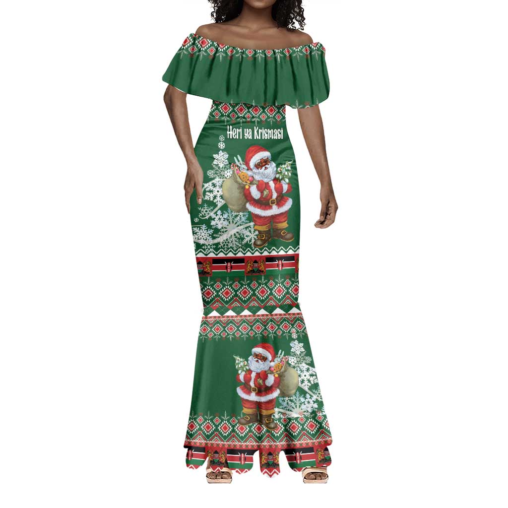 Personalized Afro Kenya Christmas Mermaid Dress African Santa -  Folk Pattern