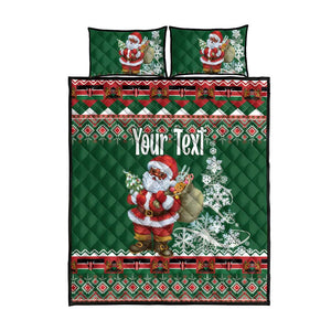 Personalized Afro Kenya Christmas Quilt Bed Set African Santa -  Folk Pattern