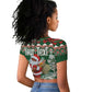 Personalized Afro Kenya Christmas Raglan Cropped T shirt African Santa -  Folk Pattern