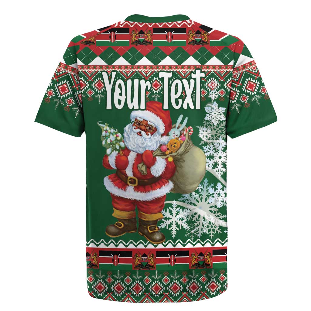 Personalized Afro Kenya Christmas Rugby Jersey African Santa -  Folk Pattern