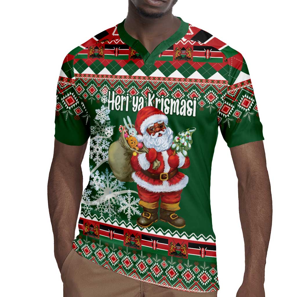 Personalized Afro Kenya Christmas Rugby Jersey African Santa -  Folk Pattern