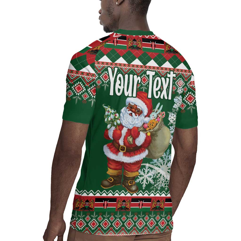 Personalized Afro Kenya Christmas Rugby Jersey African Santa -  Folk Pattern