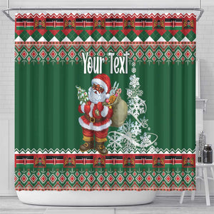 Personalized Afro Kenya Christmas Shower Curtain African Santa -  Folk Pattern