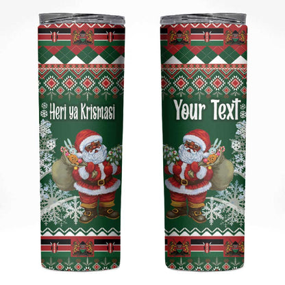 Personalized Afro Kenya Christmas Skinny Tumbler African Santa -  Folk Pattern