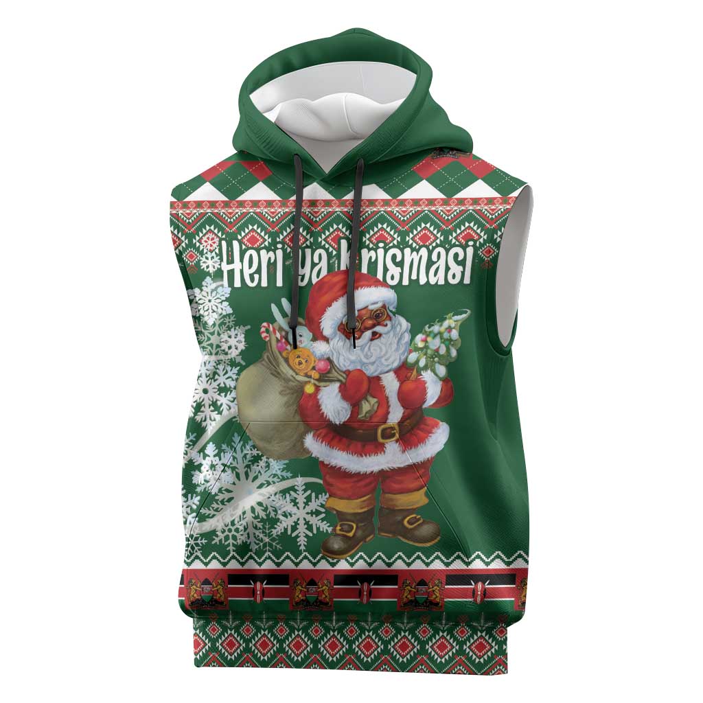 Personalized Afro Kenya Christmas Sleeveless Hoodie African Santa -  Folk Pattern - African Pride