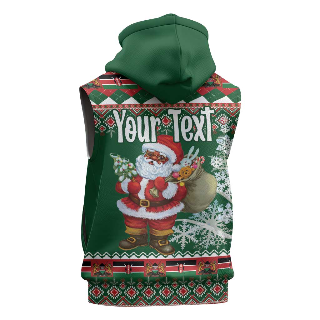 Personalized Afro Kenya Christmas Sleeveless Hoodie African Santa -  Folk Pattern - African Pride