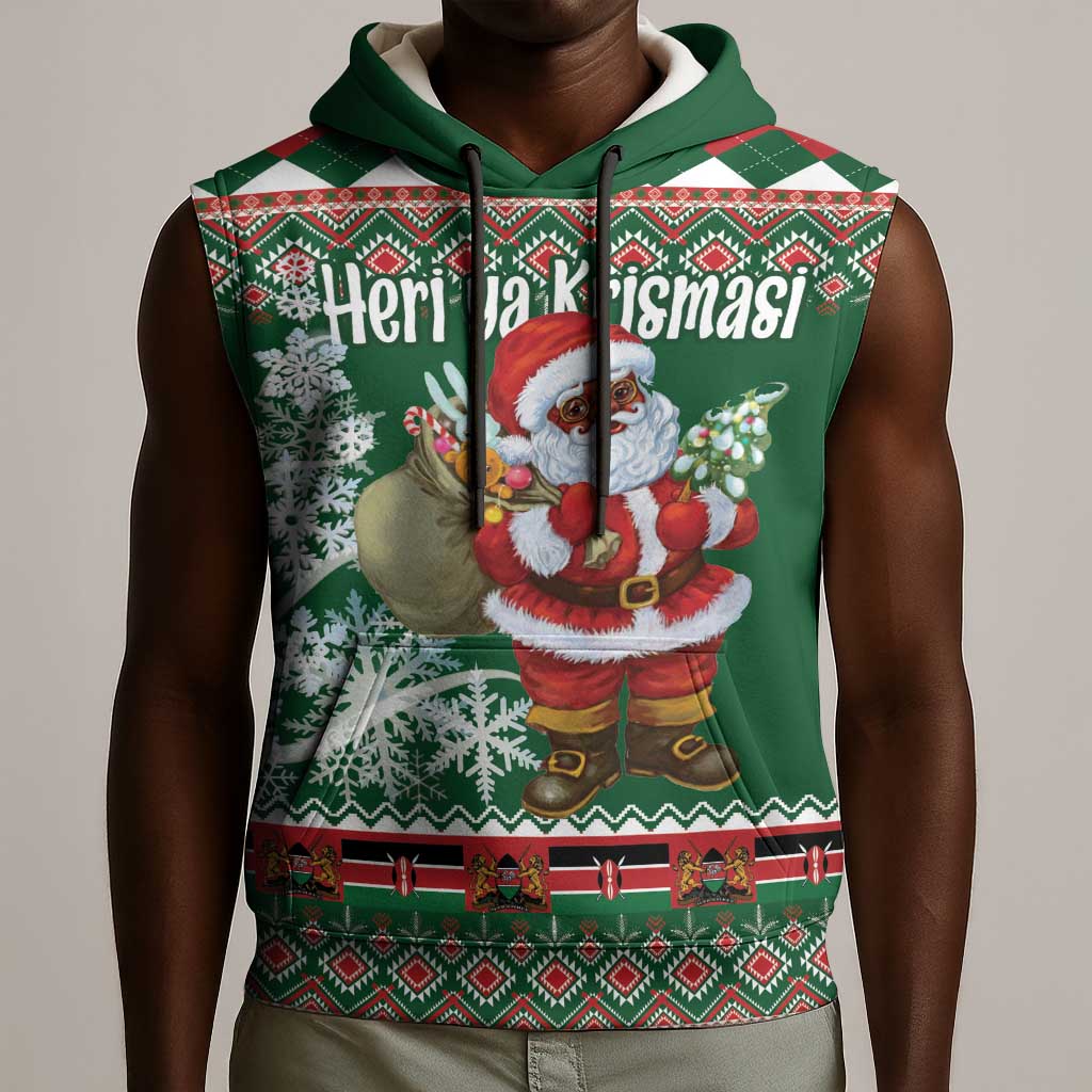 Personalized Afro Kenya Christmas Sleeveless Hoodie African Santa -  Folk Pattern - African Pride