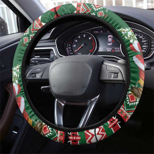 Afro Kenya Christmas Steering Wheel Cover African Santa -  Folk Pattern