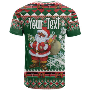 Personalized Afro Kenya Christmas T shirt African Santa -  Folk Pattern