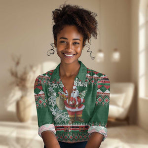 Personalized Afro Kenya Christmas Women Casual Shirt African Santa - Folk Pattern LT18