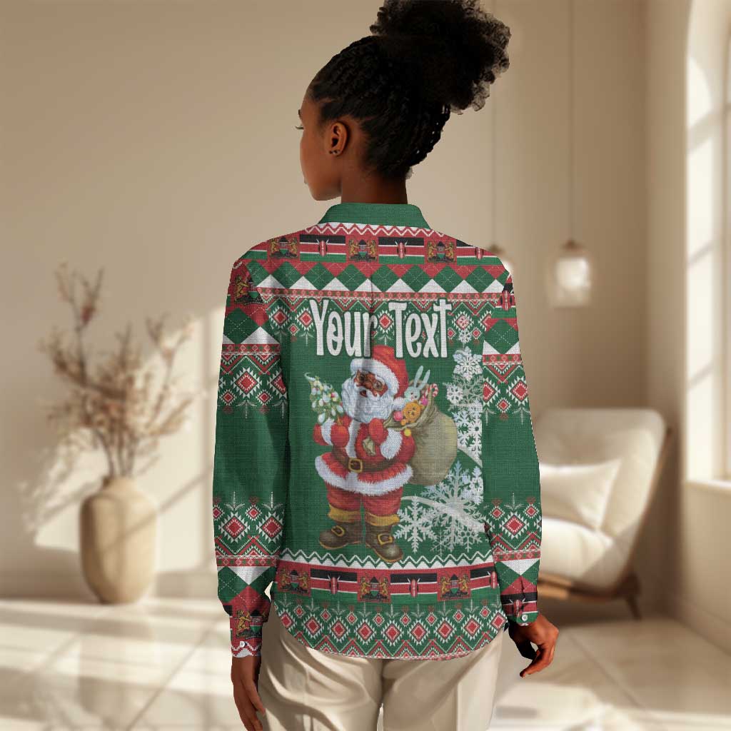 Personalized Afro Kenya Christmas Women Casual Shirt African Santa - Folk Pattern LT18