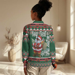 Personalized Afro Kenya Christmas Women Casual Shirt African Santa - Folk Pattern LT18