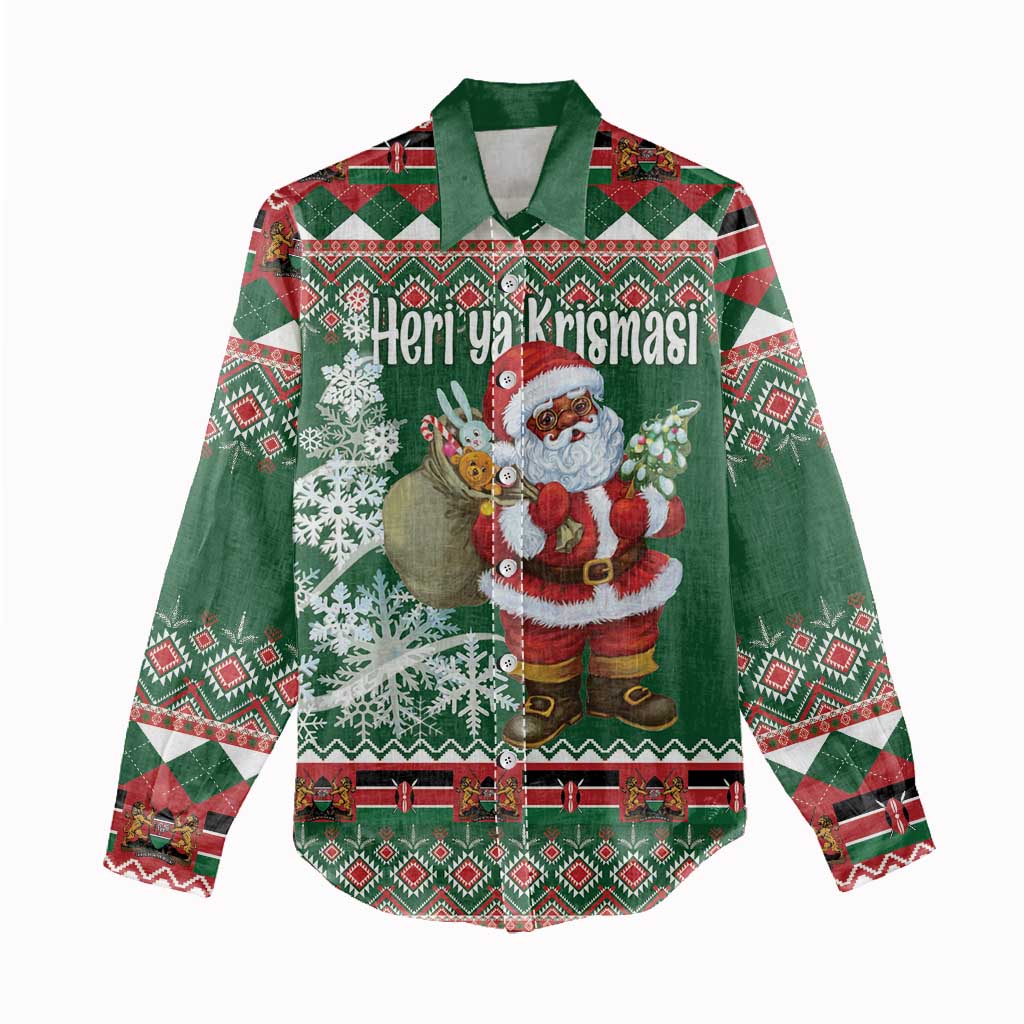 Personalized Afro Kenya Christmas Women Casual Shirt African Santa - Folk Pattern LT18