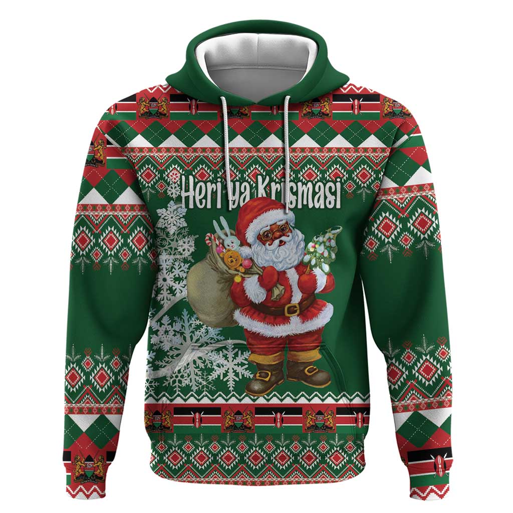Personalized Afro Kenya Christmas Zip Hoodie African Santa -  Folk Pattern