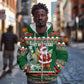 Personalized Afro Kenya Christmas Zip Hoodie African Santa -  Folk Pattern