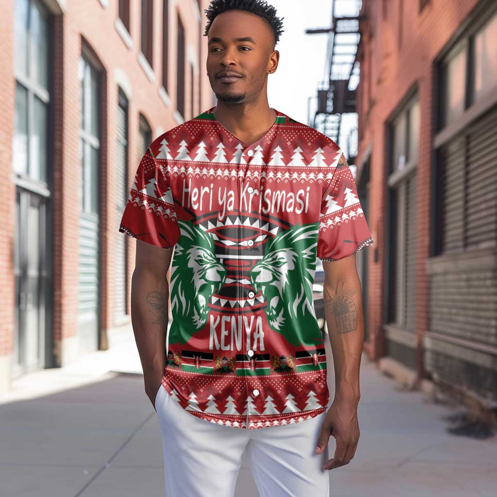 Afro Kenya Christmas Baseball Jersey Head Lion - Heri ya Krismasi