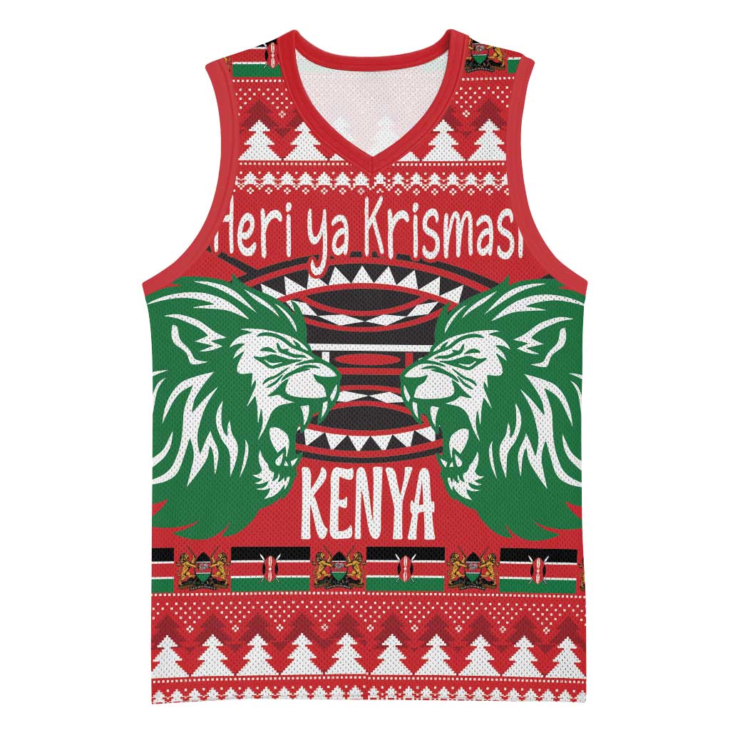 Afro Kenya Christmas Basketball Jersey Head Lion - Heri ya Krismasi - African Pride