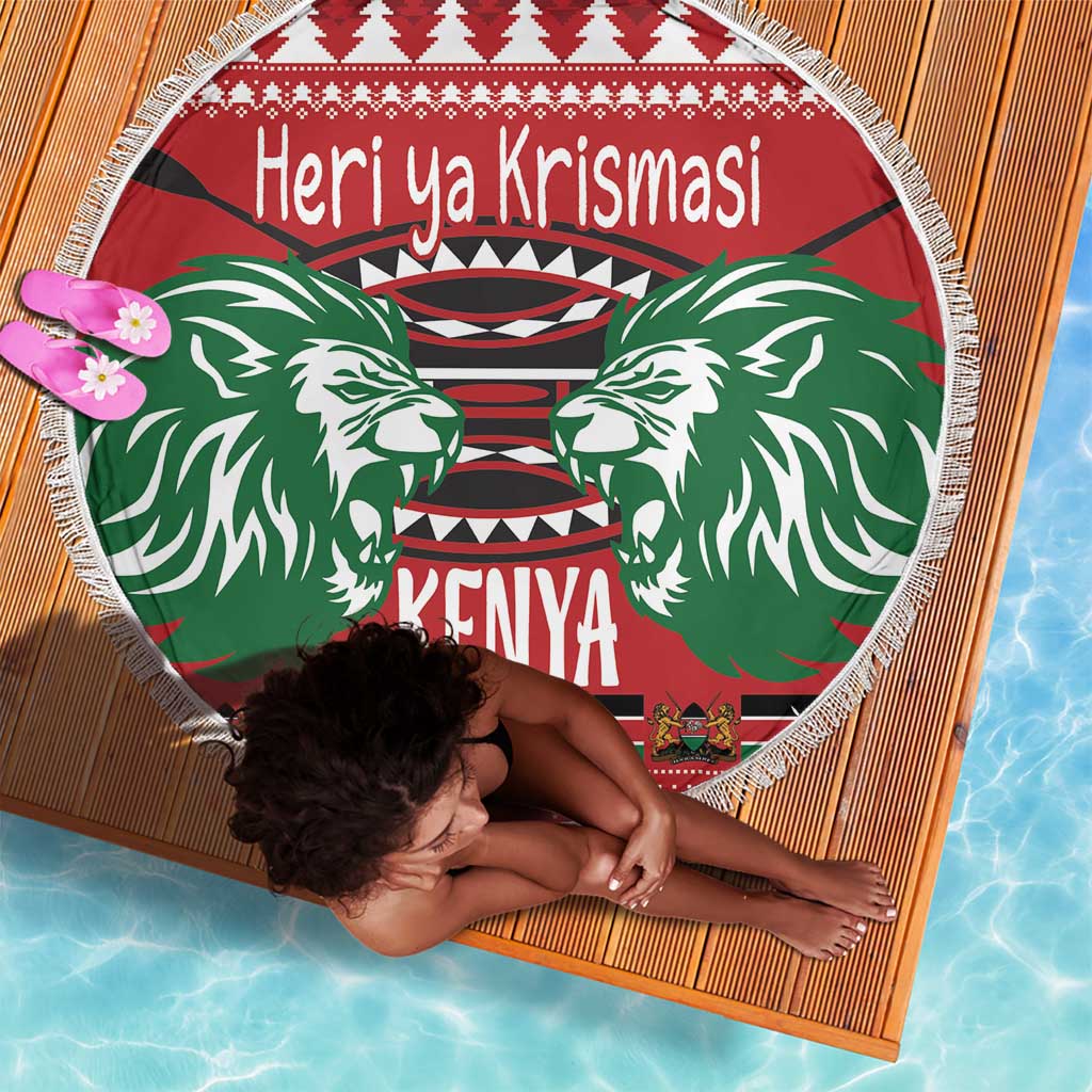 Afro Kenya Christmas Beach Blanket Head Lion - Heri ya Krismasi